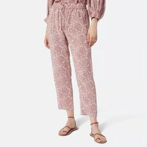 Joie Ceylon B Pants Womens L Burnt Henna Paisley Straight Leg 100% Silk Pockets